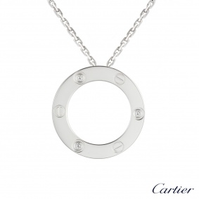 Cartier 18k White Gold Diamond Set Love Necklace B&P B7014600
